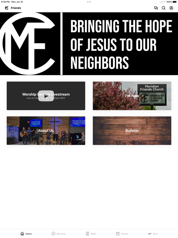 Meridian Friends Church iPad screenshot 1 - Education app