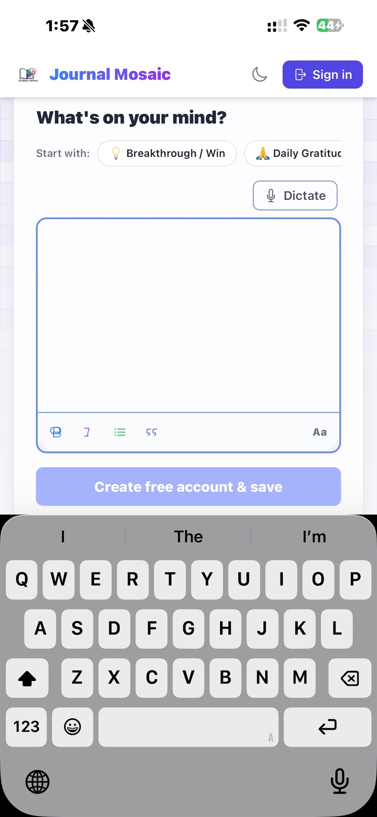Screenshot 1 of JournalMosaic