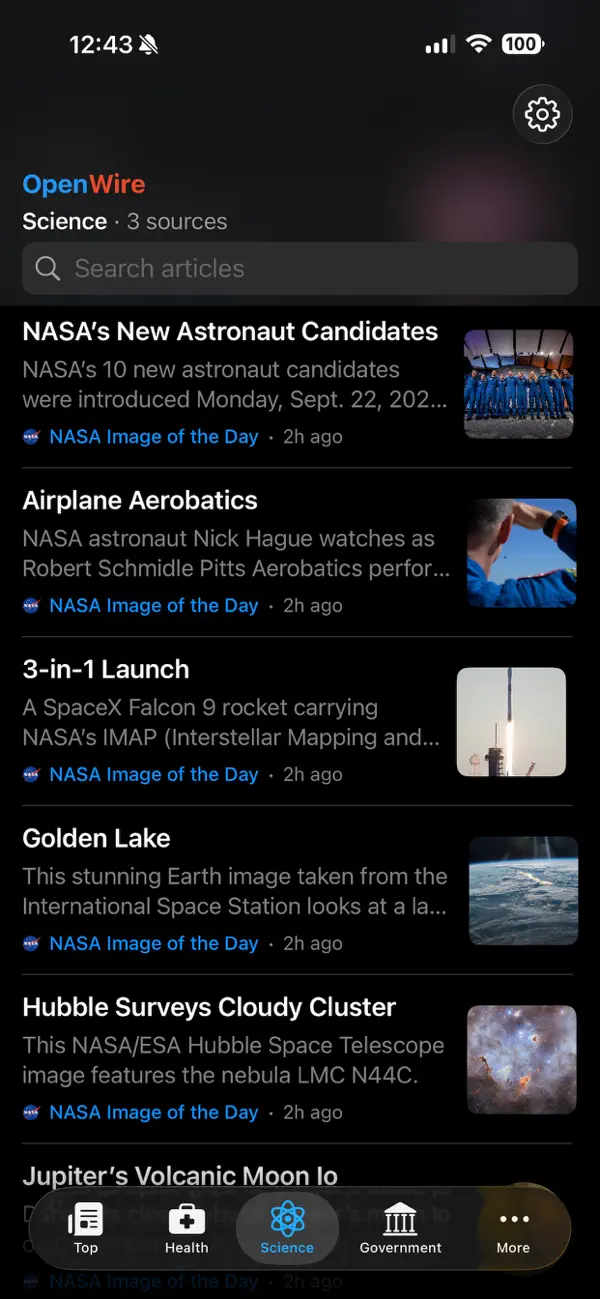 Screenshot #1 pour OpenWire RSS Reader
