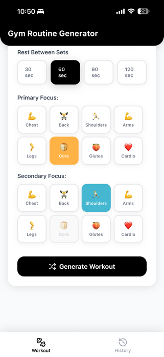 Gym Routine Generator Screenshot 2 of 7