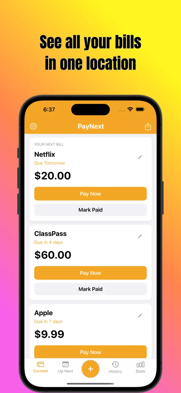Screenshot #1 pour Pay Next: Bill Planner