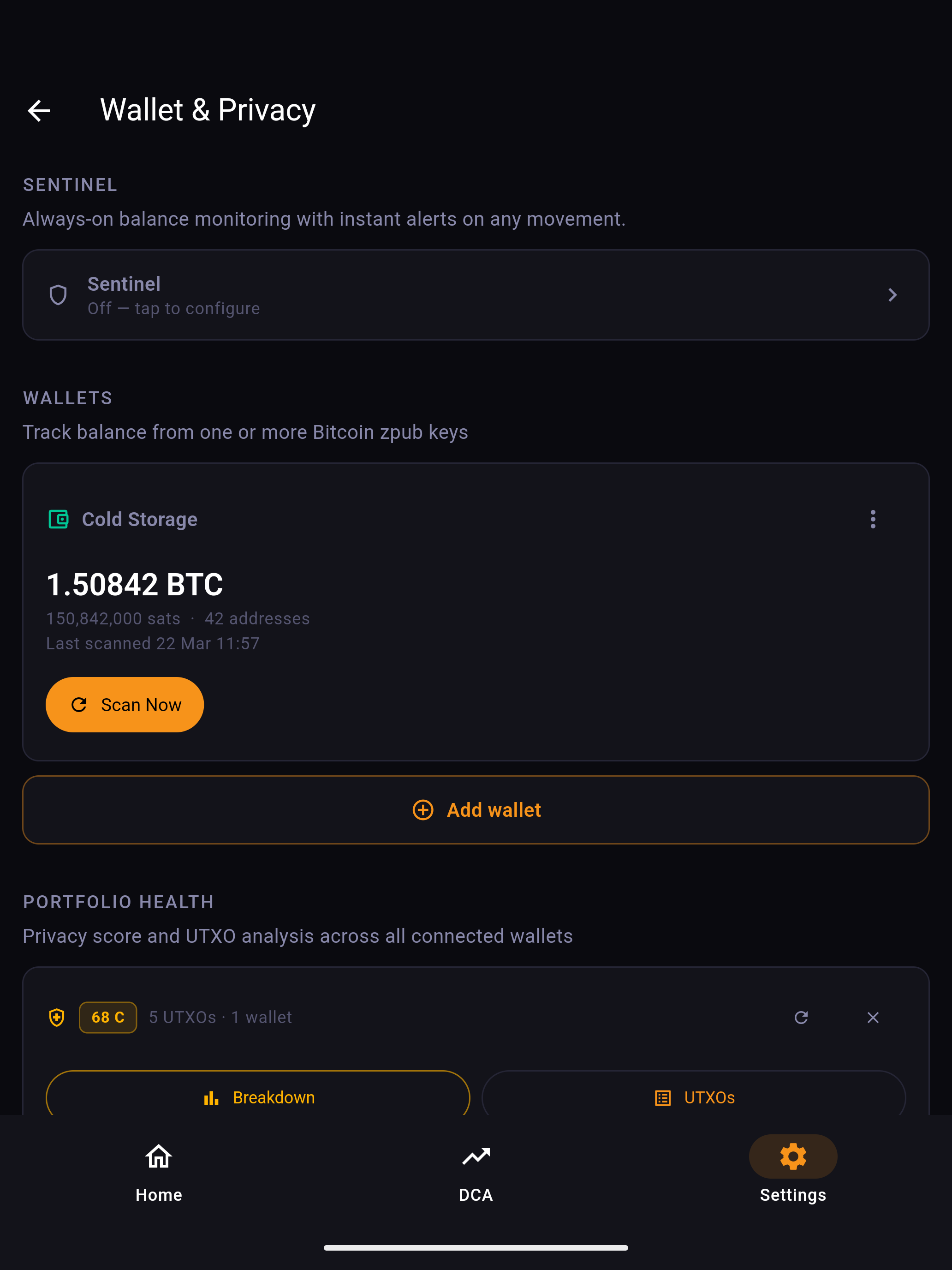 Bag: Bitcoin Portfolio Monitor