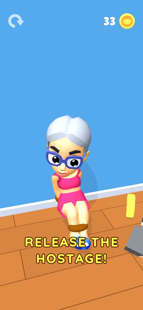 Spooky Cat - The app clearly presents its goal with the prominent 'RELEASE THE HOSTAGE!' text, highlighting the core objective and the captive character awaiting rescue.