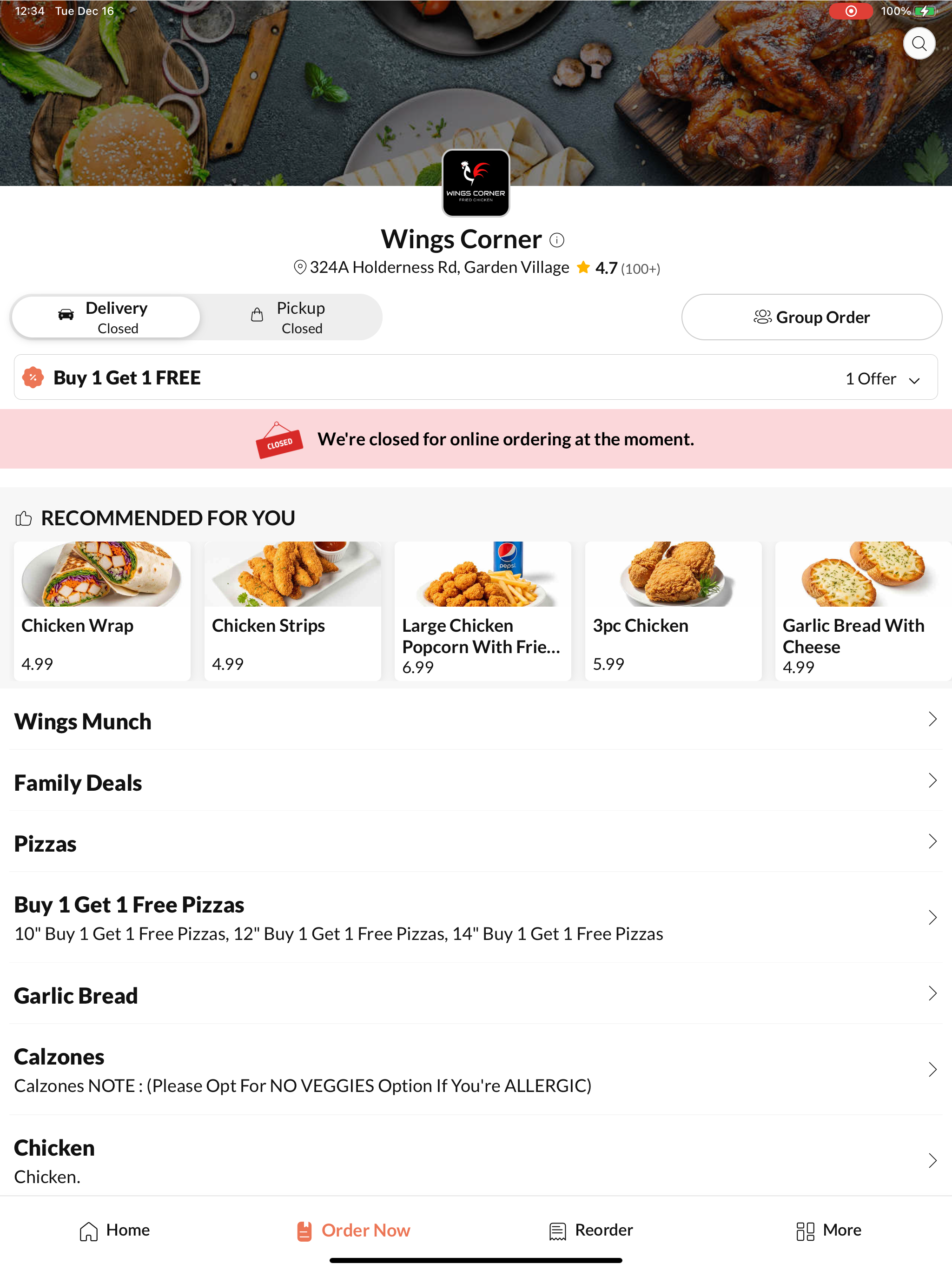 Wings Corner