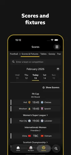 Capture d'écran de BBC Sport sur iPhone 4