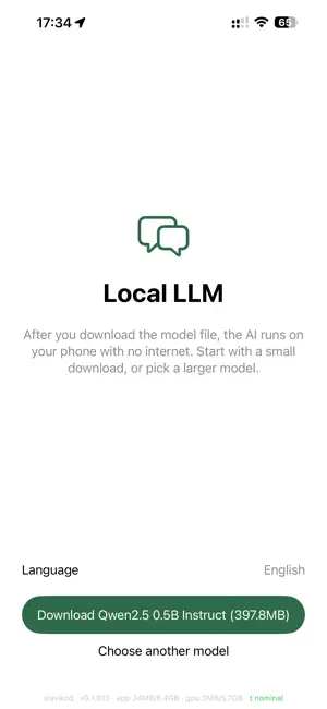Local LLM runner screenshot 1