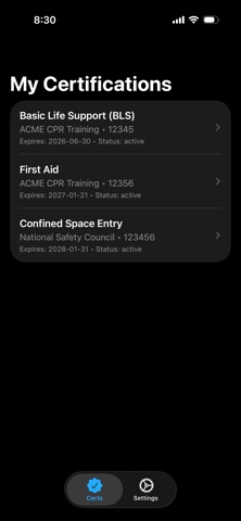 Certification Tracking Screenshot 4 of 4