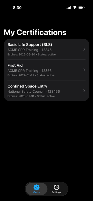 Certification Tracking Screenshot 4 of 4