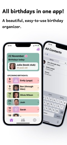 Birthdays Reminder App iPhone screenshot
