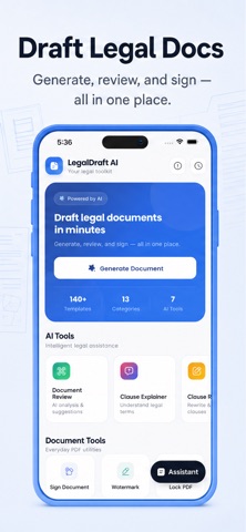 LegalDraft AI: Legal Documents iPhone screenshot