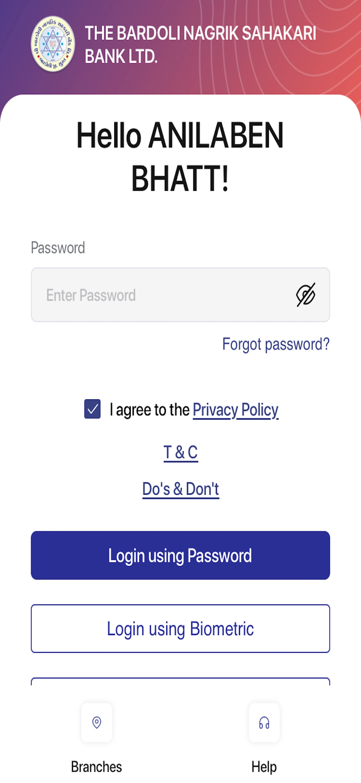 Bardoli Mobile Banking App screenshot 3