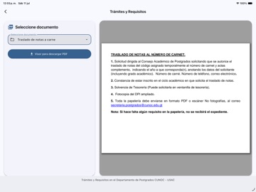 Postgrados CUNOC iPad screenshot