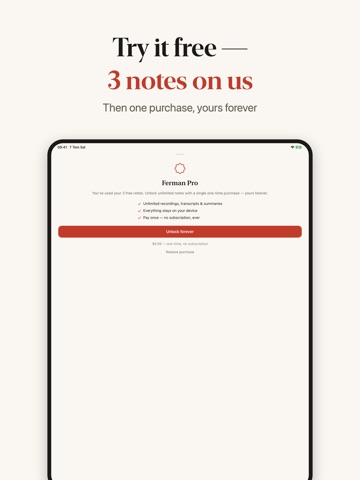 Ferman: AI Voice Notes iPad screenshot