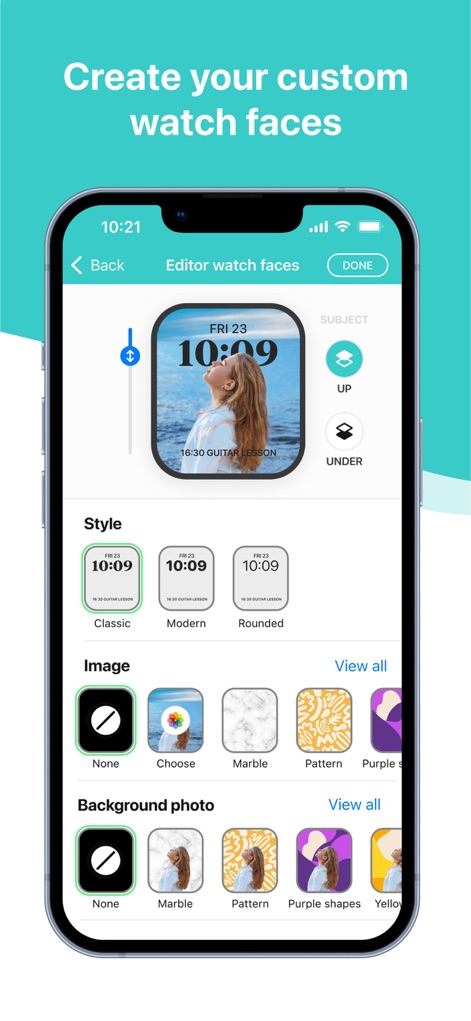 Buddywatch - Watch Faces - This tool empowers users to design bespoke watch faces, offering extensive customization options for layout styles and background images.