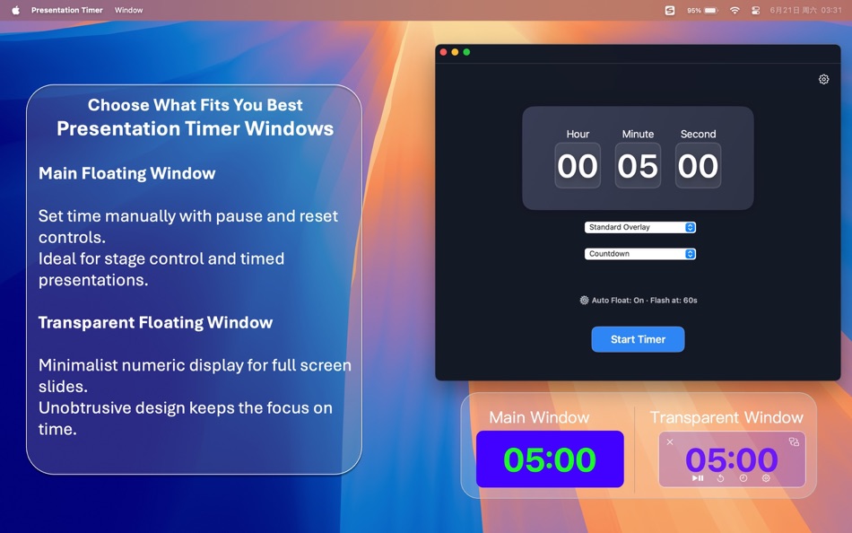 #5. Floating Presentation Timer (macOS) By: JIANBO ZHENG