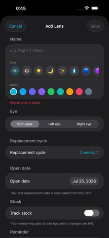 Contact Lens Reminder – Care iPhone screenshot