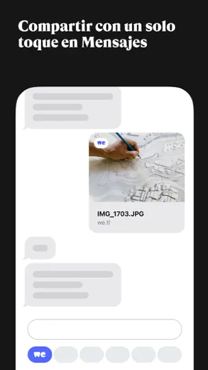 Captura de pantalla de WeTransfer: Transfer Files en iPhone 8