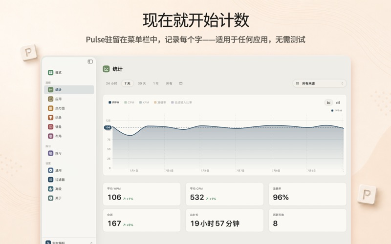打字速度追踪器 - Pulse screenshot