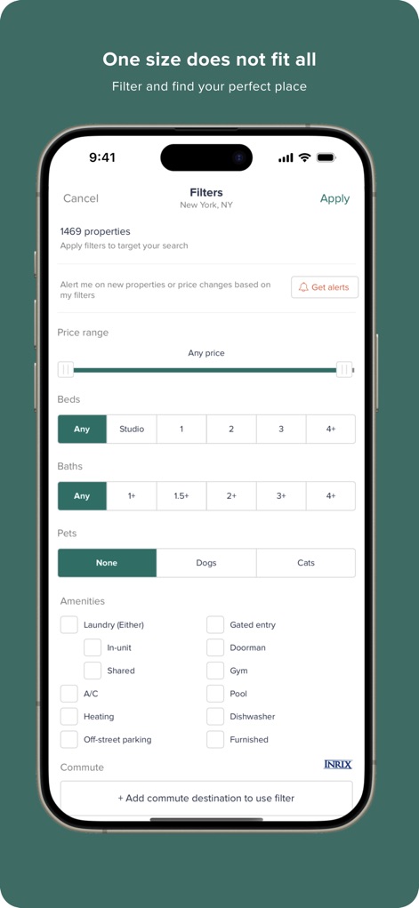 HotPads - Apartment Rentals - Users can precisely tailor their property search using the intuitive price range slider and granular filtering options for beds, baths, and pet preferences.