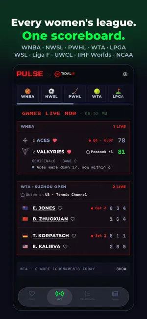 Pulse: Women's Sports Scores screenshot 1