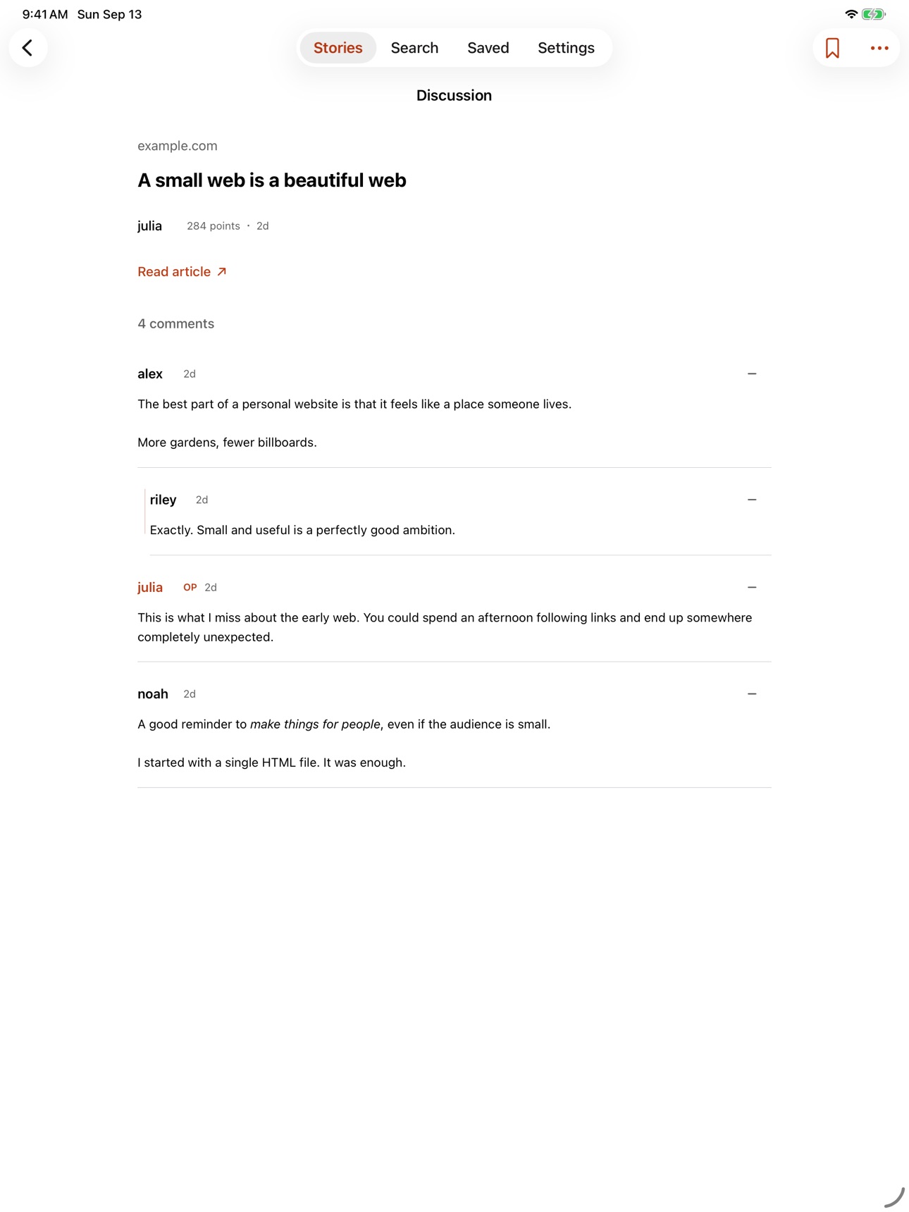 Screenshot 6 of Ember for Hacker News