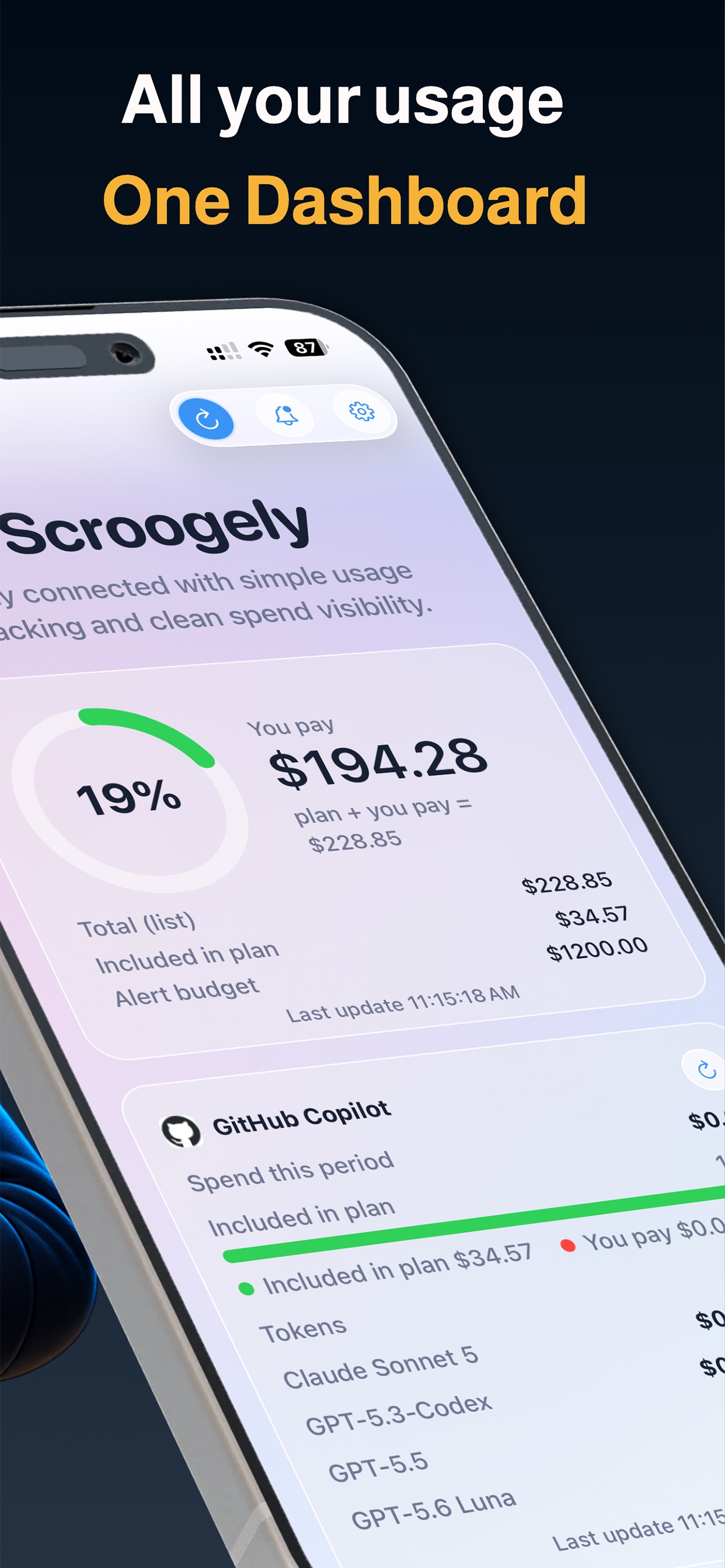 Screenshot 2 of Scroogely - Copilot usage