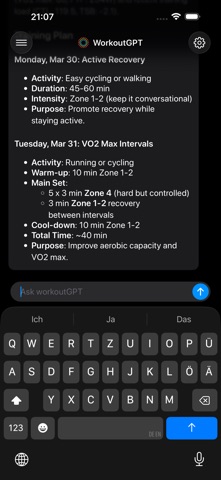 WorkoutGPT - AI Health Harness iPhone screenshot