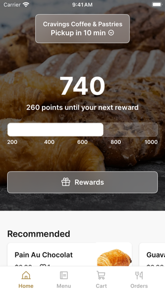Cravings Coffee & Pastries app screenshot