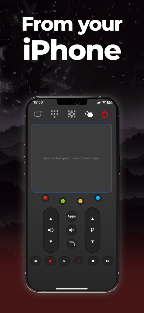 LGee : TV Remote - Uncover the intuitive trackpad, enabling precise mouse control, alongside quick-access app buttons for effortless smart TV interaction.