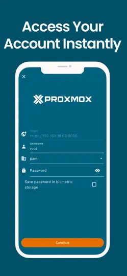 Capture d'écran de Proxmox VE Companion sur iPhone 4