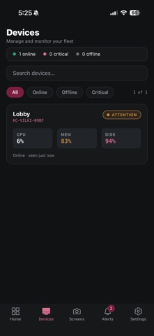 KioskCore iPhone screenshot