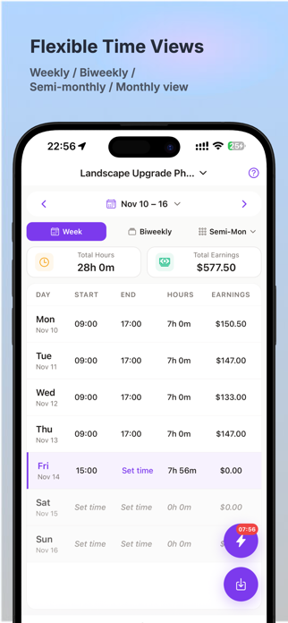 Work Hours & Time Tracker Screenshot 1 of 7