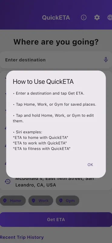 QuickETA App screenshot 2 of 5