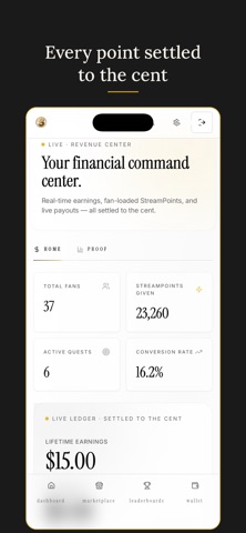 Streamcentives iPhone screenshot
