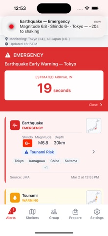 Japan Alerts iPhone screenshot