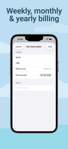 SubTrackr: Subscription screenshot