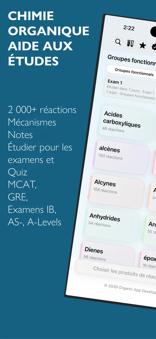 Screenshot #1 pour Aide en chimie organique