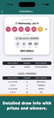 FloridApp Lottery Result screenshot