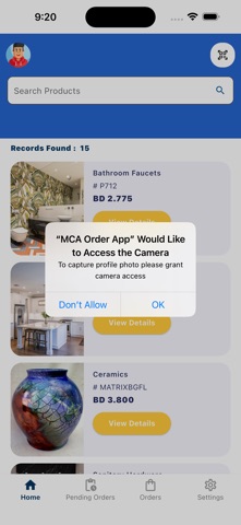 MCA Order App screenshot