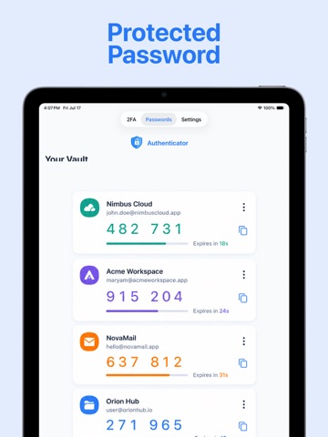 Authenticator – 2FA Security iPad screenshot