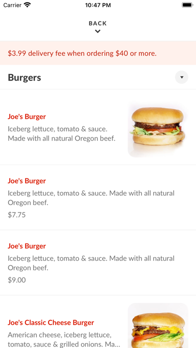 Joe's Burgers Screenshot