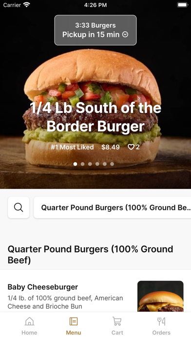 3:33 Burgers To Go iPhone screenshot 2 - Food & Drink app