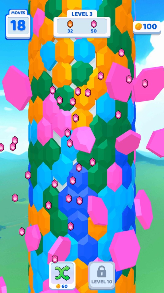 #2. Hex Fall 3D (iOS) 게시자: Bugbomb