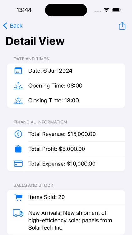 Solar Panels Store Log