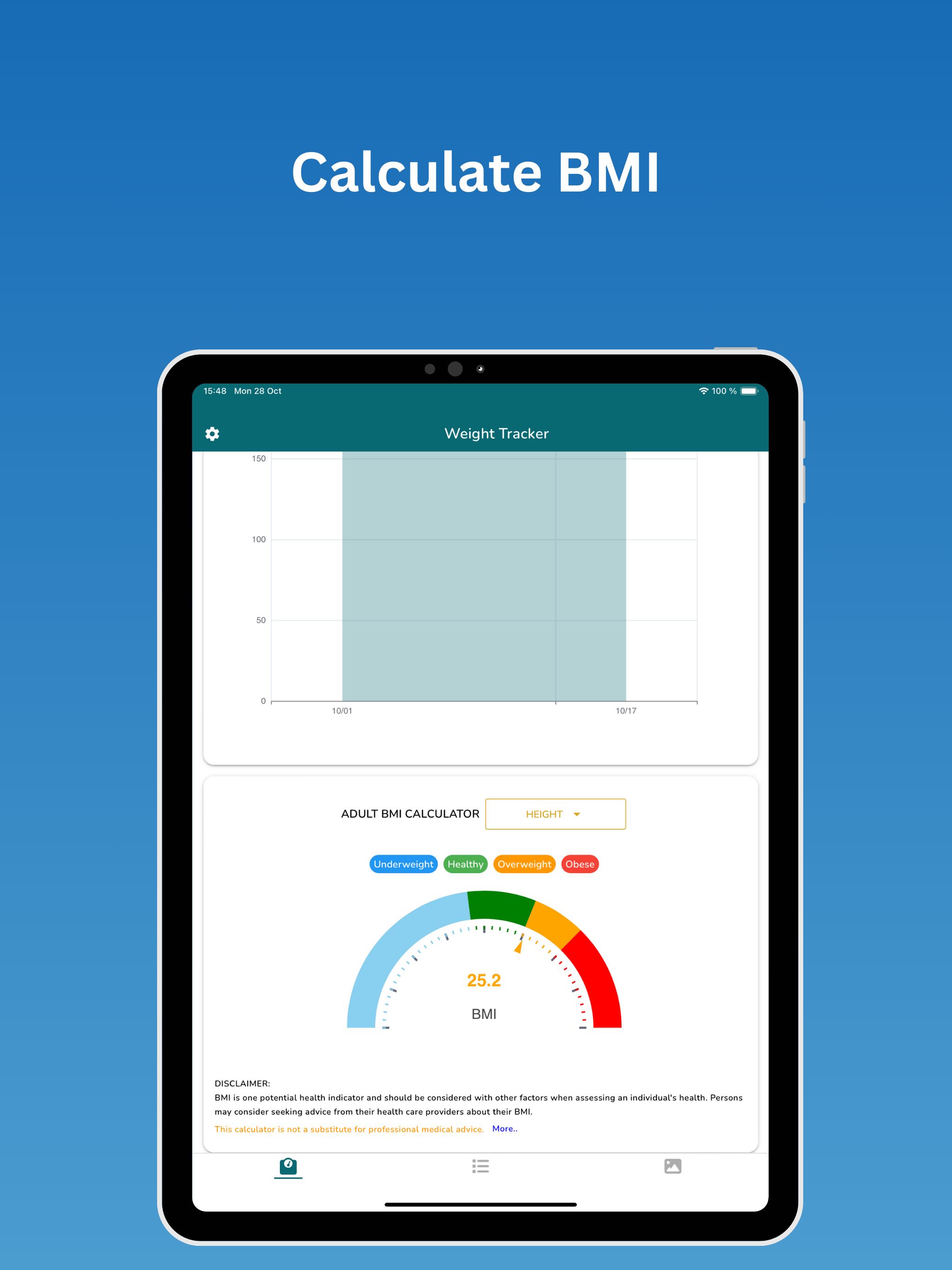 Weight Tracker, Weigh in