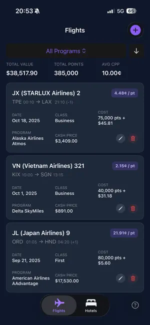 Travel Rewards Tracker screenshot 1