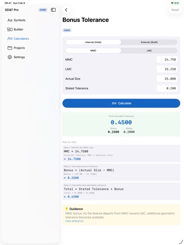 GDTPro: GD&T ASME Calculator iPad screenshot