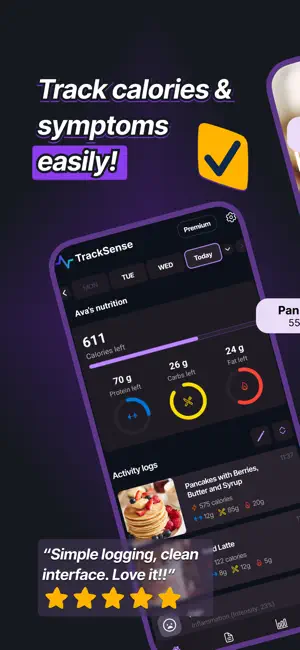 TrackSense: Calorie & Symptoms screenshot 1