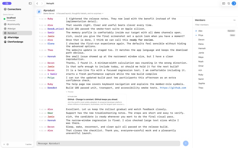 Netsplit screenshot