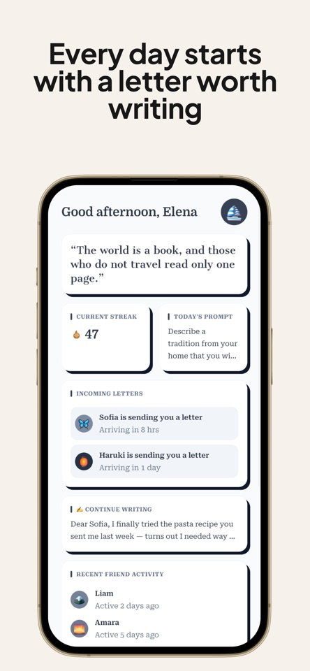 SlowJourney: Pen Pal Letters screenshot 1